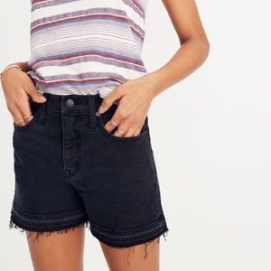 Madewell high rise drop hem denim shorts black